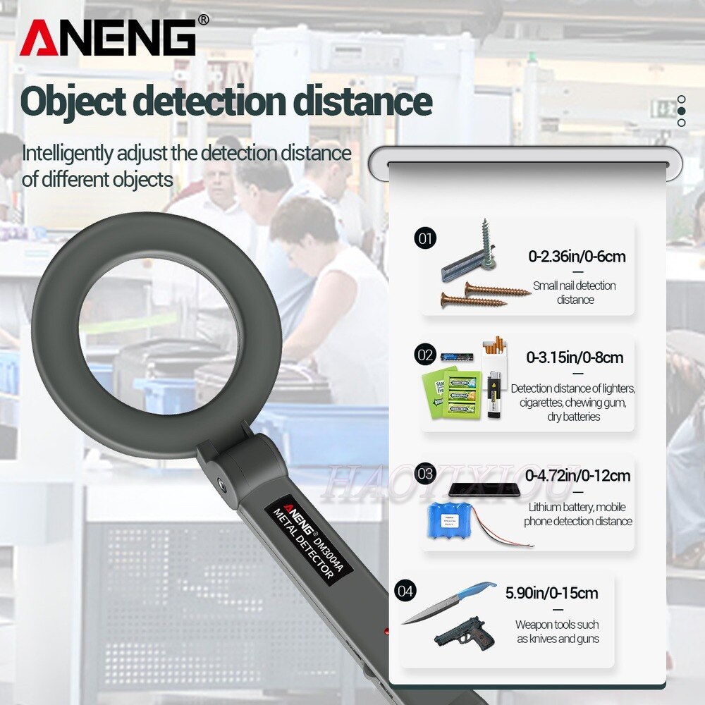 ANENG DM3004A Metal Detector Portable Electronic Metal Detecting Device Airport Security Metal Detectors180 Foldable Head