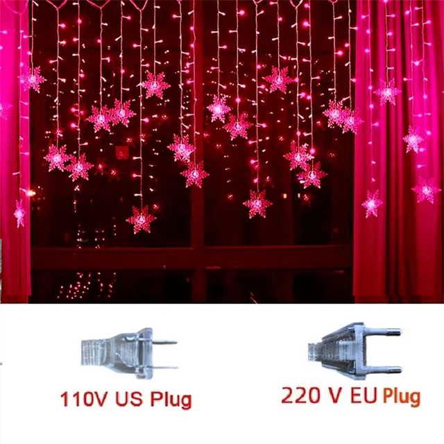 3,5 m Weihnachten Schneeflocke führte Lichterketten blinkende Lichterketten Vorhang Lichter Phantasie Party Neujahr Dekoration
