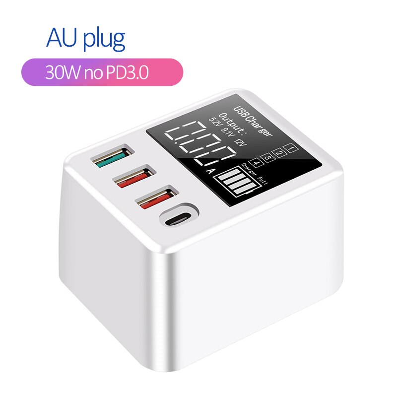 40W QC3.0 Multi Usb Charger PD3.0 Snelle Telefoon Oplader Travel Muur Adapter Voor Samsung Xiaomi Mobiele Telefoon Oplader Voor iphone 11 X: 30W NO pd3.0 AU