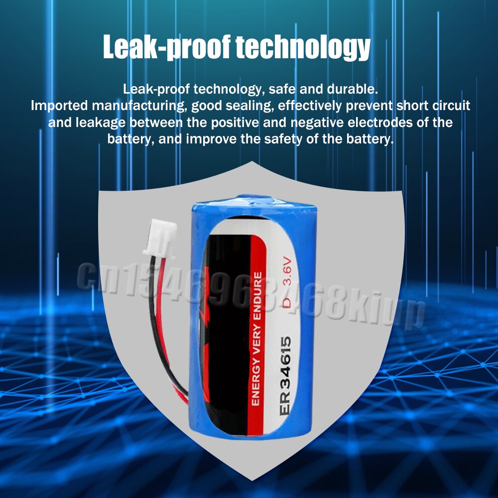 3PCS 3.6V 19000mAh EVE ER34615M ER34615 34615 D Size Lithium Battery With Plug For Water Meter Smoke Alarm Temperature Monitor