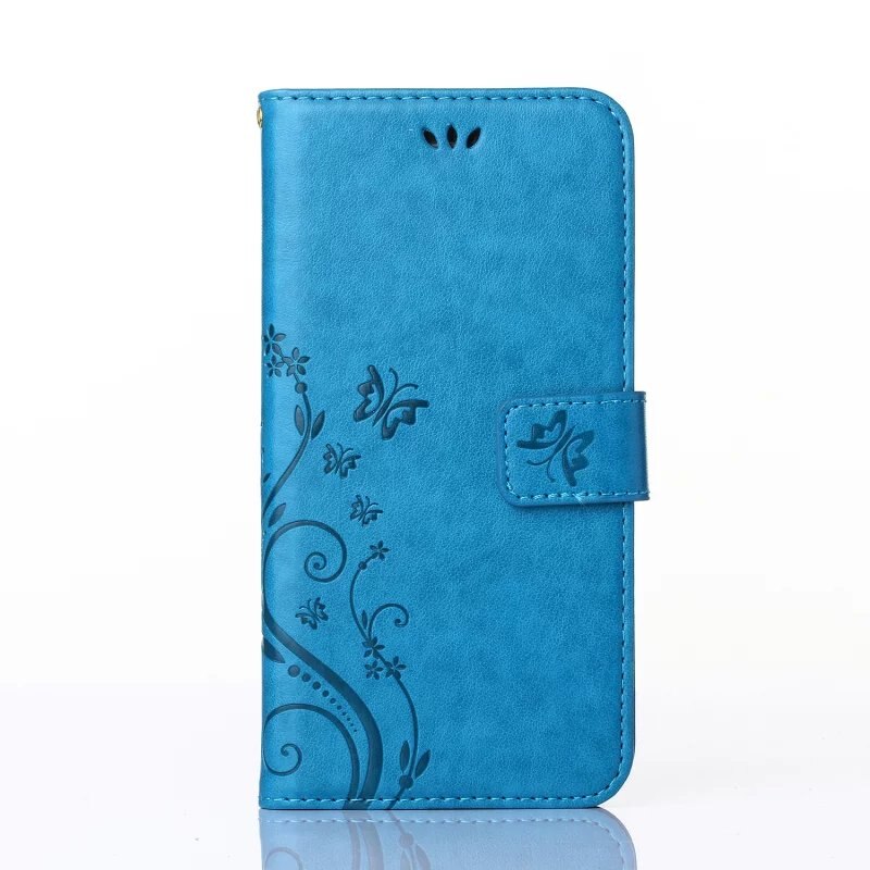 Voor Samsung Galaxy Xcover 3 G388F Xcover3 G388 Case portemonnee Vlinder bloem Magnetische Holster Flip PU Lederen Gevallen: Sky Blue