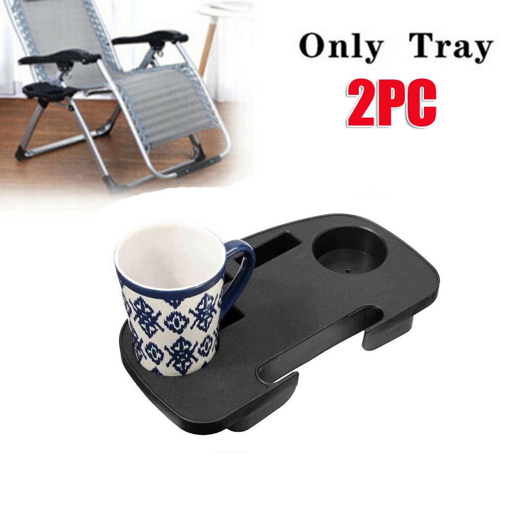 2pc bærbar tyngdekraft foldbar lounge strandstol udendørs camping hvilestol værktøj plast stol kopholder stol sidebakke #g4