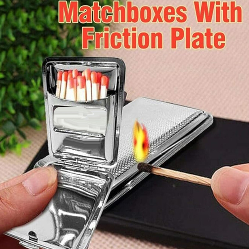 Vintage Matchbox Tragbare, druckversiegelte Aufbewahrungsbox aus Metall, wasserdichte Streichholzschachtel, nicht im Lieferumfang enthalten, Streichhölzer und Wischpapier