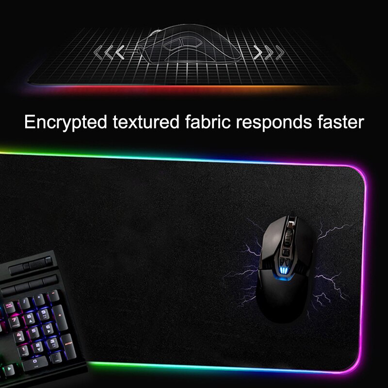 RGB Led Lighting Gaming Mouse Pad Mousepad 90x40cm Large Size Rubber Mice Mat Anti-slip Locking Edge Mouse Mat