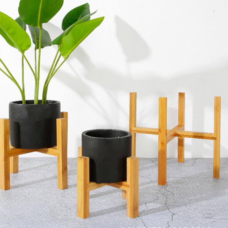 Soporte individual de madera de bambú para bonsái, soporte para bonsái con almohadilla para pie, balcón, oficina, planta de pie, decoración del hogar, 1 unidad