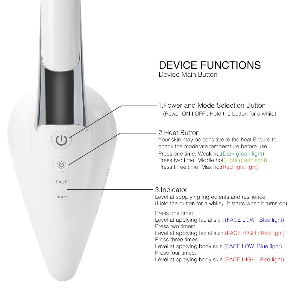 Microcurrent Skin Iron Heating Massager Face Neck Body Massage Anti Wrinkle V-line Face Eye Lifting Skin Tightening Machine