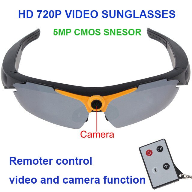 Winait  hd 720p mini digital videokamera solbriller mini dv remoter kontrol sports solbriller: Orange