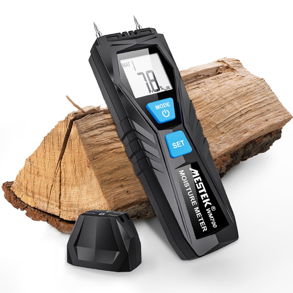 MESTEK WM700 Wood Moisture Tester Handheld Temperature Humidity Meter Mini LCD Digital Lumber Damp Meter Detector 2 Pin Probes
