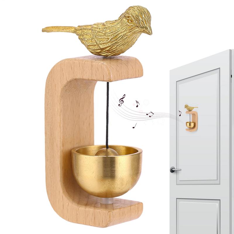 Dörrvindklocka hängande trämässing entrédörr butiksinnehavare dörrklocka trådlös för hemöppning hängande dekorationer