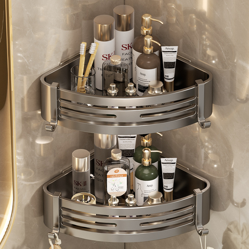 Étagère murale avec crochets, support de rangement pour shampooing et maquillage, accessoires de cuisine, étagère T1