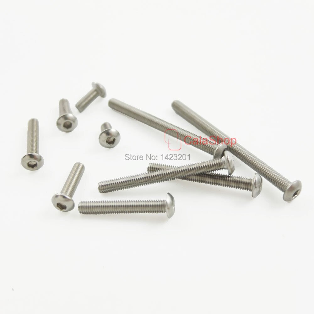 100 Pcs / Lot Stainless Steel M3 Button Head Hex Socket Cap Screws Bolts Metric Thread