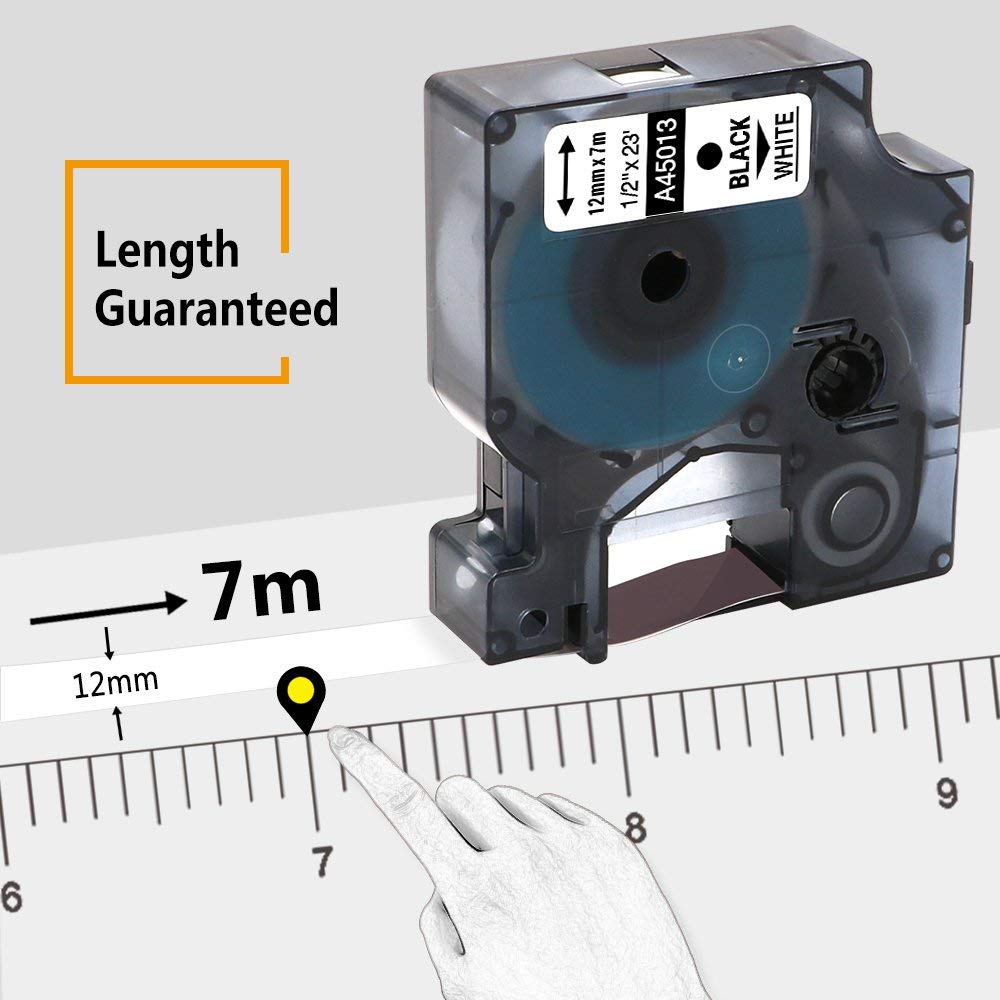 Compatibel Voor Dymo Tape D1 12 Mm X 7 M 45013 45016 45017 45018 45019 Voor Dymo Labelmanager 160, 280, Labelpoint 200 Label Maker