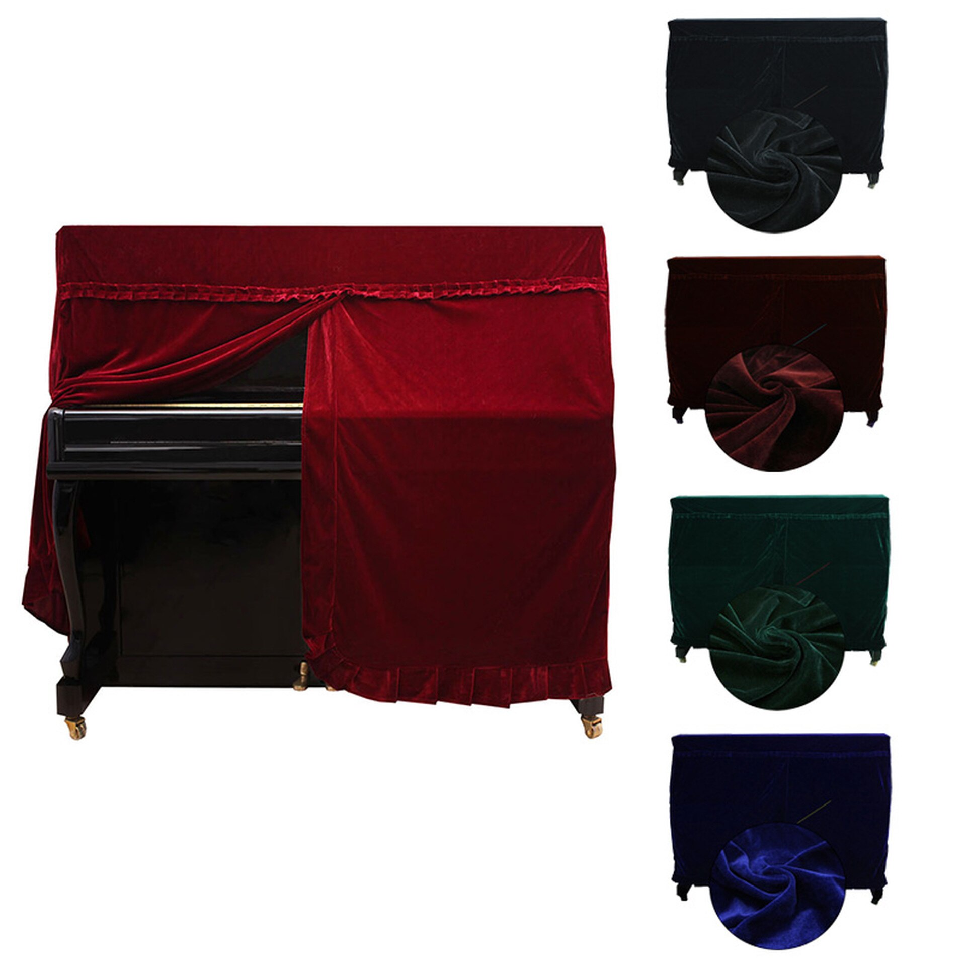 Elegante Fluwelen Piano Stofkap Rechtop Volledige Covers Half Open Stijl Instrumenten Accessoire Decoratie Piano Protector