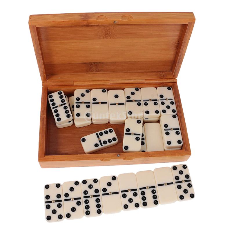 Schaak domino bamboe doos of kartonnen doos casual spel domino's kerstmis verjaardag kinderen volwassenen grappig speelgoed: 1