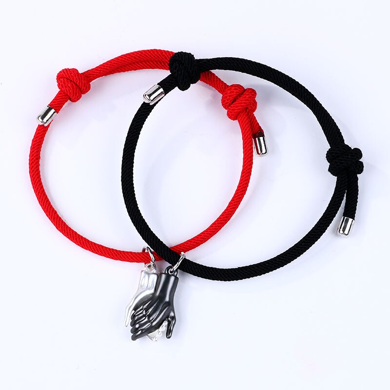 2 Teile/satz Herz Anhänger Magnetische Armbinde Für Frauen Männer Gepaart LGBT Regenbogen Knoten Seil Paar Armbinde Machen Wünschen Karte Schmuck: BR21Y0298