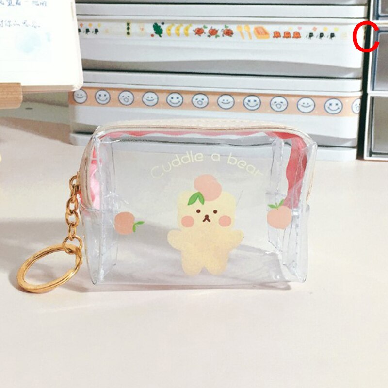 1 pièces Mini Transparent petit portefeuille porte-monnaie sac pochette sac à main femme clé sac à main cosmétiques pochette de rangement: C