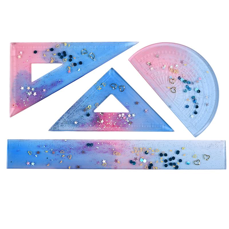 DIY Ruler Protractor Triangle Ruler Square Ruler School Supplies UV Epoxy Mold Silicone Mold Jewelry Casting Tools