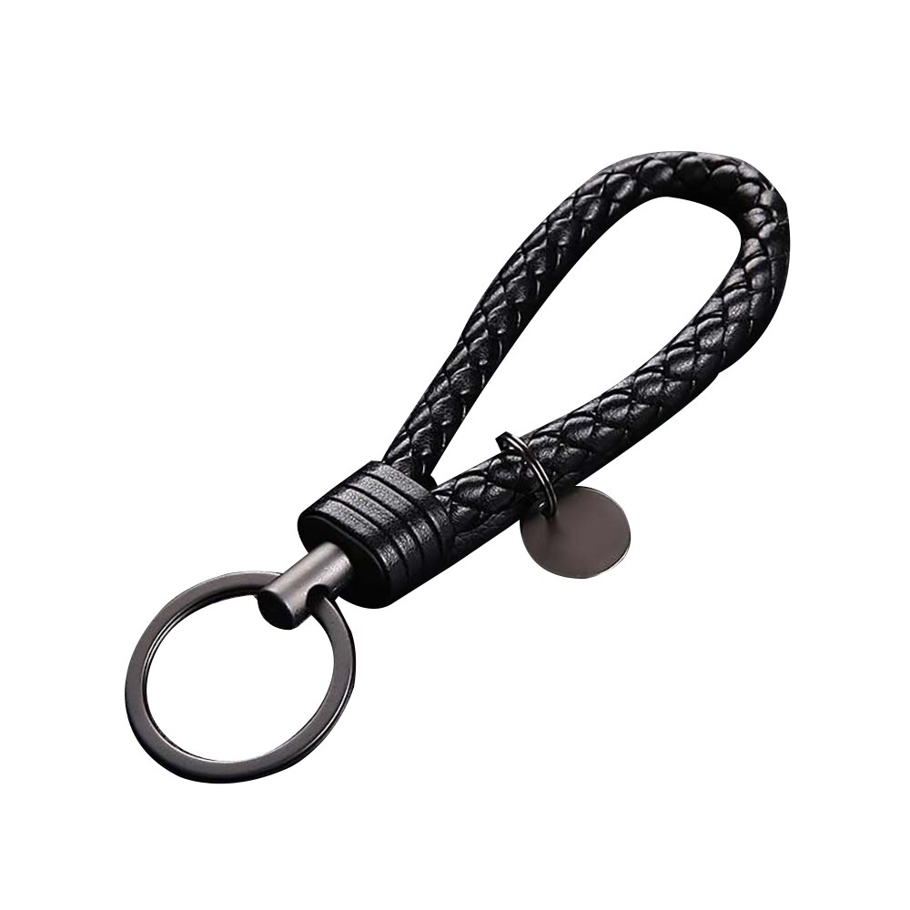 Key Ring for Car Key Door Key Buckle Hand Woven Men Women Pendant Classic Black Woven Keychain Leather Woven Ropes: Black