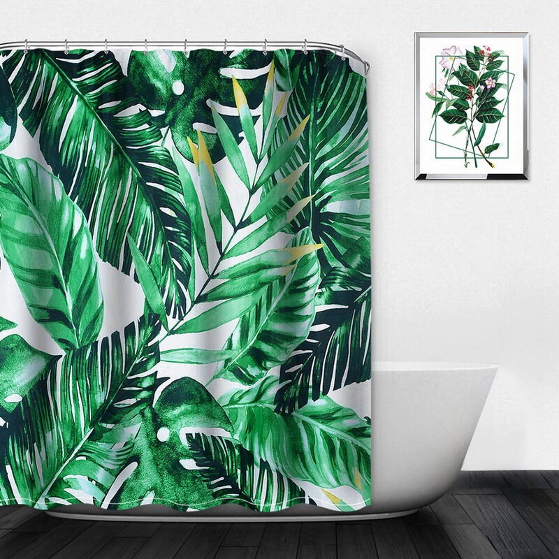 Feuille de plante tropicale Monstera Cactus rideau de douche rideau de salle de bain tissu imperméable Polyester résistant à la moisissure: K 180x180cm