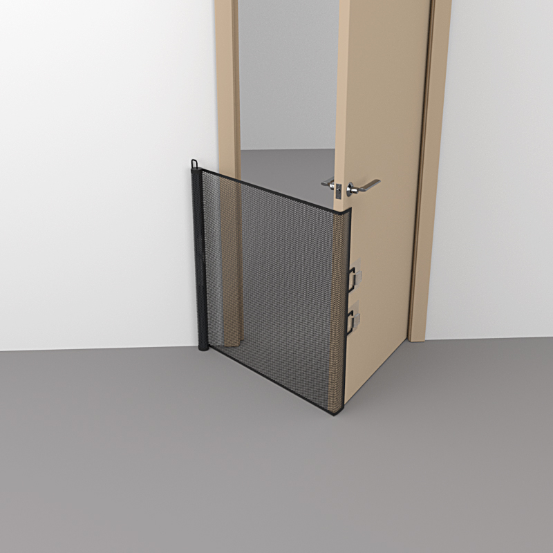 Puerta retráctil de primera para mascotas: malla resistente a la escape, barrera de seguridad sin perforación para perros/gatos, escaleras/pasillos/balones