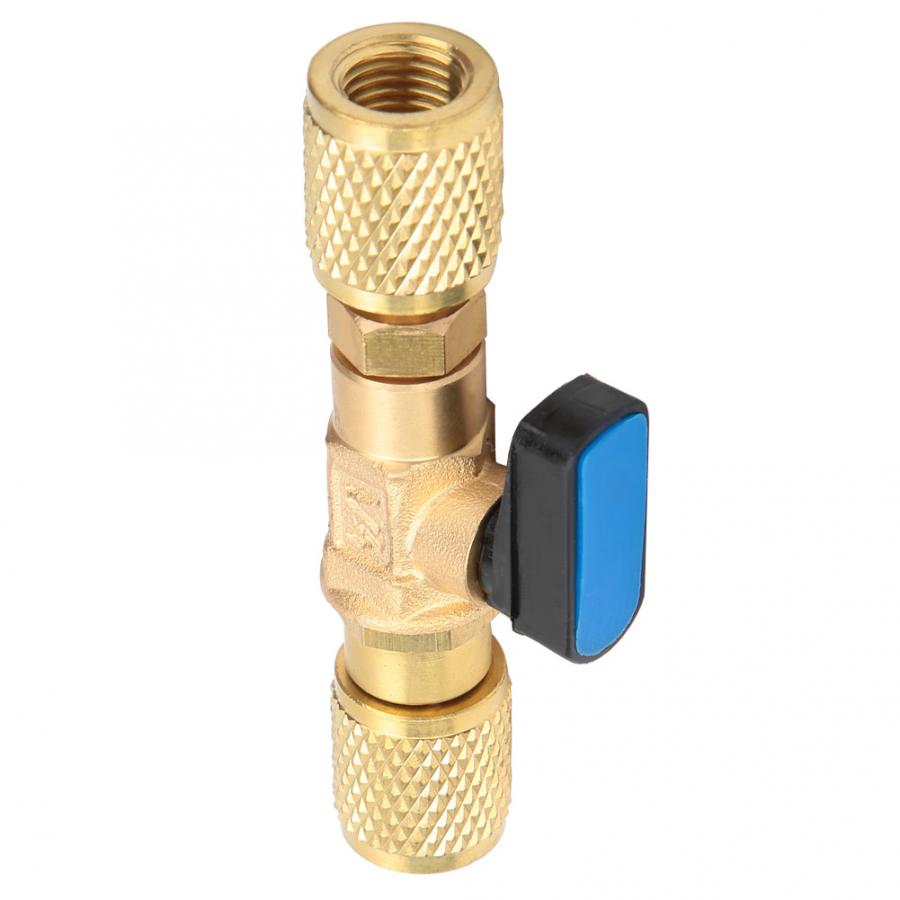 G1/4" Brass Refrigeration Ball Valve Adapter Connector Air Conditioning Vacuum Gauge Accurate Pressure-Preserving