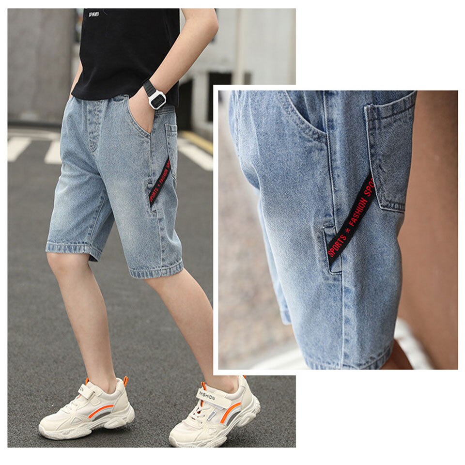 Summer Children Boy Straight Short Pants Cute Cotton Elastic Waist Kids Clothes Baby Boys Shorts For Age 4-13 Yrs