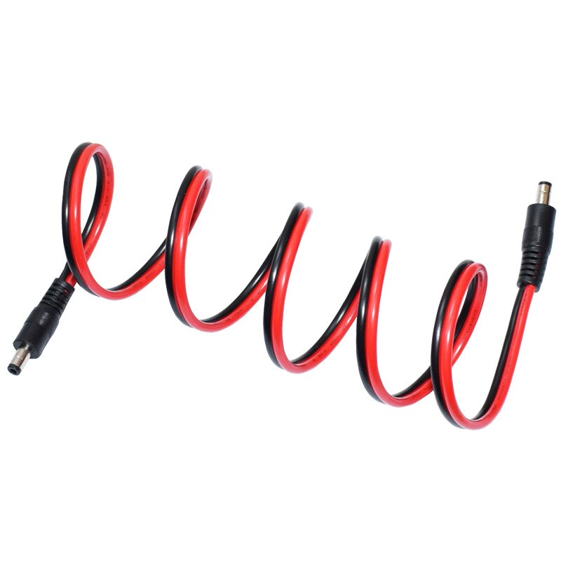 DC Power 12V 5.5mm x 2.1mm DC5521 to DC5521 Barrel Male Plug Connector Pigtail 14 AWG 3 ft.