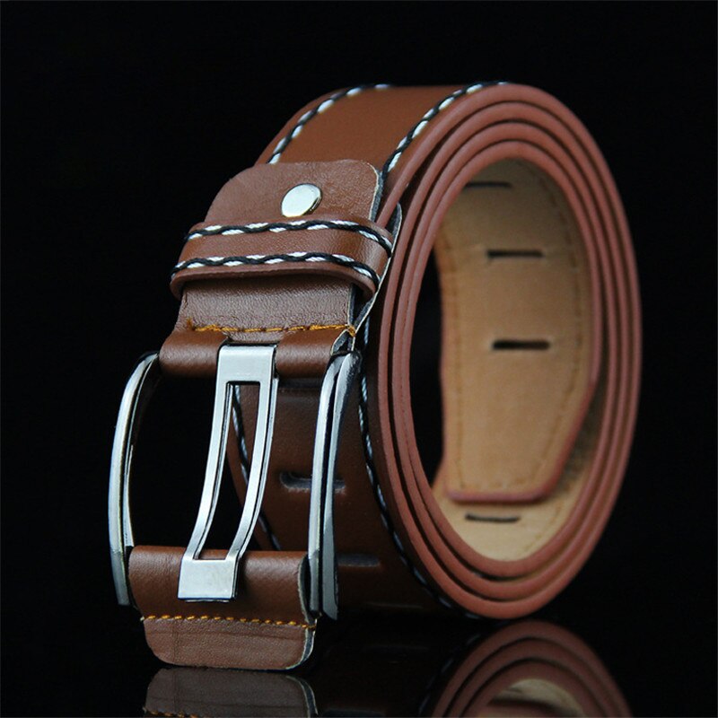 Mænd kvinder bælter punk stil retro business bælter mandlige pu læderrem luksus pin spænde bælter ceinture homme