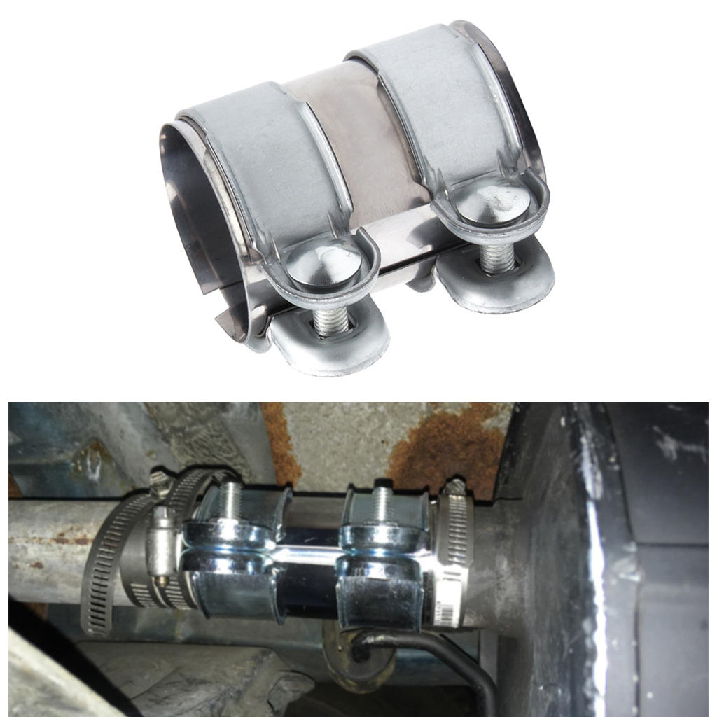 2xStainless Steel Universal Exhaust Pipe Clamp Clip Tail Throat Clamp 2.5inch