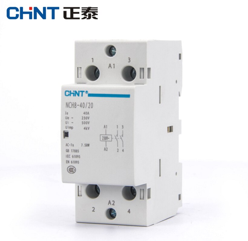 CHNT CHINT NCH8-40/20 Modular AC household Contactor 220V 230V AC 40A 1NO 1NC 2NO 2NC: NCH8-40A-20 2NO