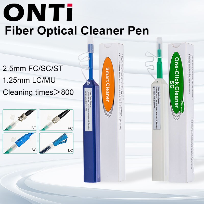 Onti 2Pcs One-Click Cleaner Glasvezel Schoner Pen Reinigt 2.5Mm Sc Fc St En 1.25Mm lc Mu Connector Over 800 Keer