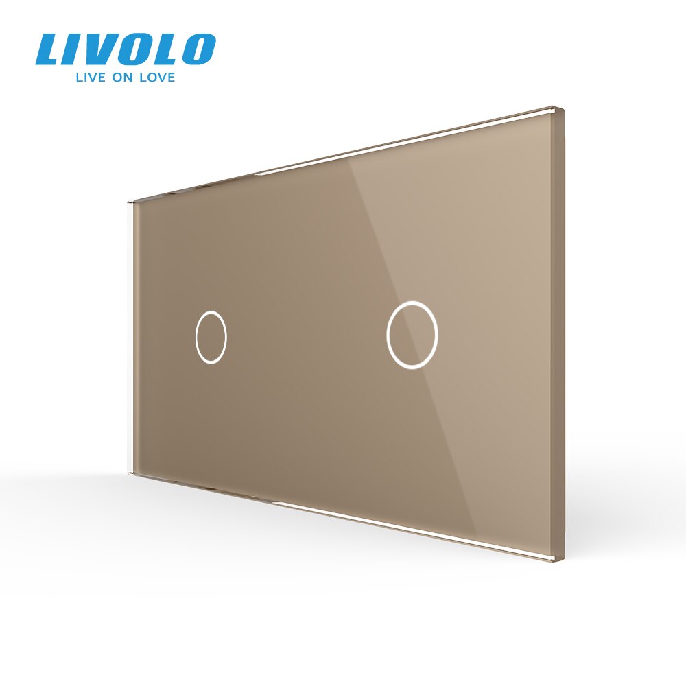 Livolo luksus hvitt perlekrystallglass , 151mm*80mm,  eu standard, dobbelt glasspanel, vl -c7-c1/c1-11 (4 farger): Gylden
