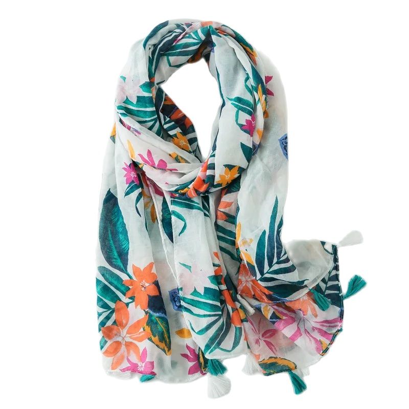 Golexury été foulards de plage Viscose châle imprimé Tropical robe de plage haut feuille verte écharpe pour femmes dames pas cher Hijab écharpe