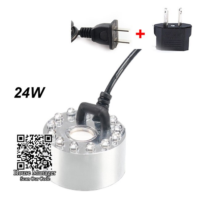Aquarium 24W Nebel Nebel Hersteller 12LEDs licht Brunnen Steingarten Wasserfall Zerstäuber für Fischteich Schreibtisch Deko, simulieren morgen Tau nebel: 24W AU Stecker