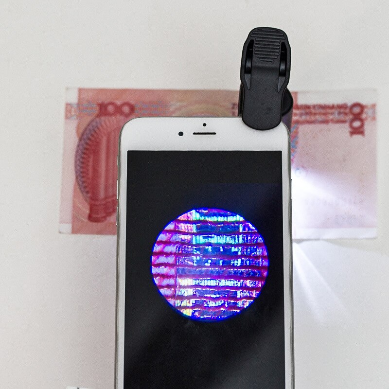 60X-100X Mobile Phone Microscope with Universal Cell Phone Clip Pocket Magnifying Glass LED UV Light f/ Jade Identification