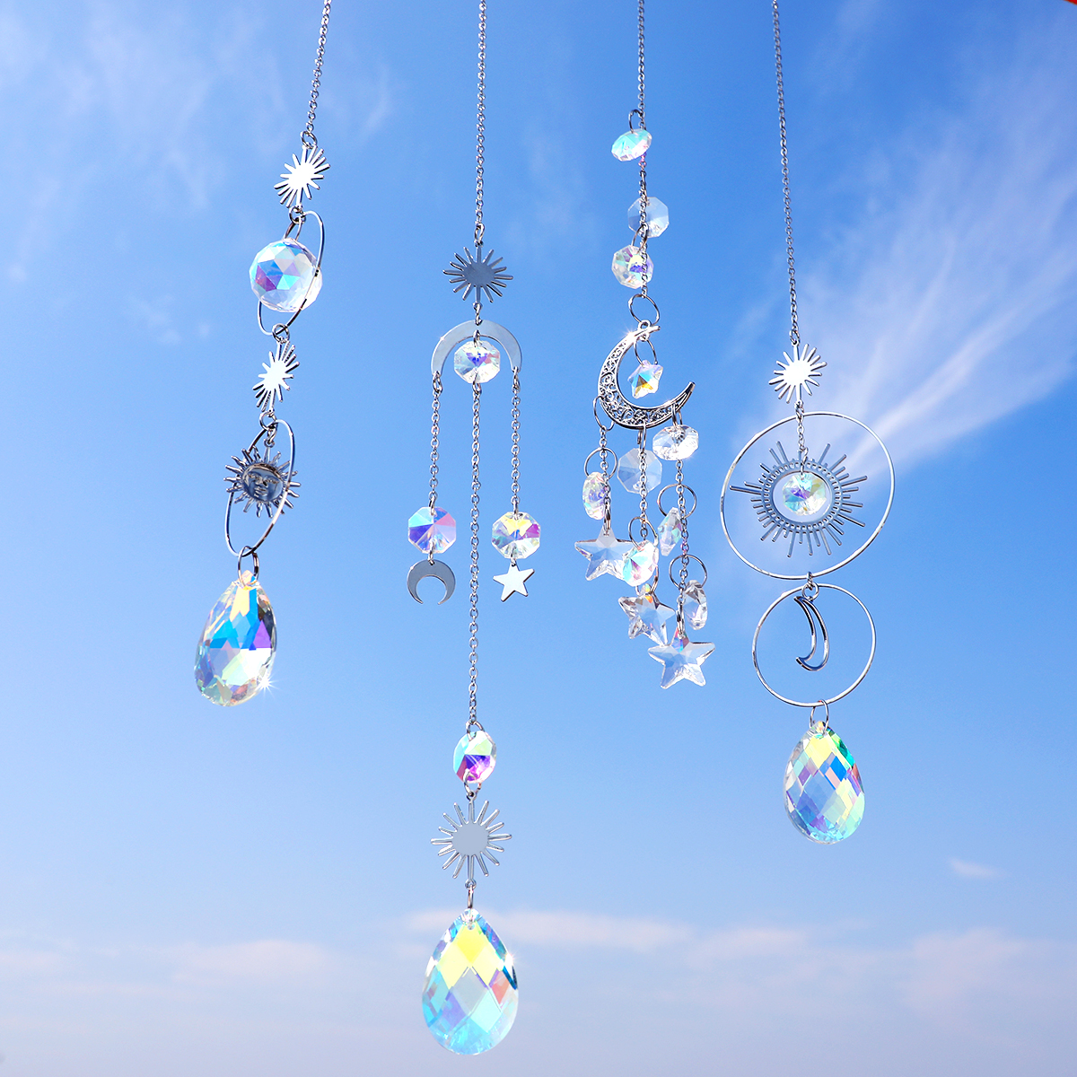 Silver Suncatcher Hanging Crystal Prism Light Catcher Window Sun Catcher Rainbow Maker Prisma Garden Decoration Wedding