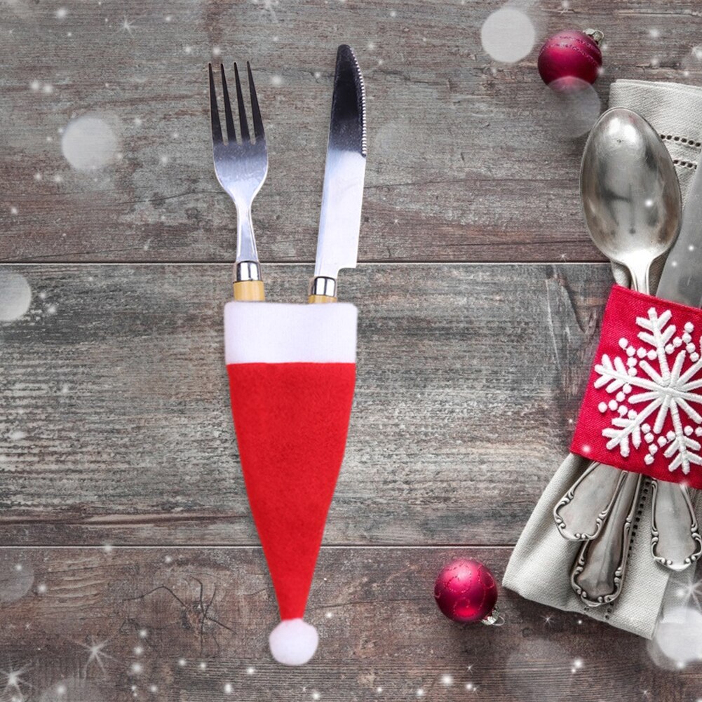Nuova Decorazione Di Natale Posate Forchetta impostato Cappelli Strumenti di Stoccaggio Bottiglia di Giocattoli di Piccole Dimensioni Clima di Festa Di Natale mini Cappello cap #38
