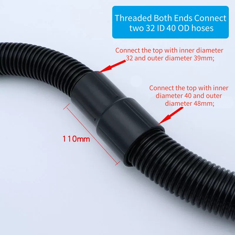 Manguera roscada 32mm/38mm/40mm/50mm adaptador de extensión de diámetro interior/conector bidireccional accesorios de manguera de aspiradora: Borgoña