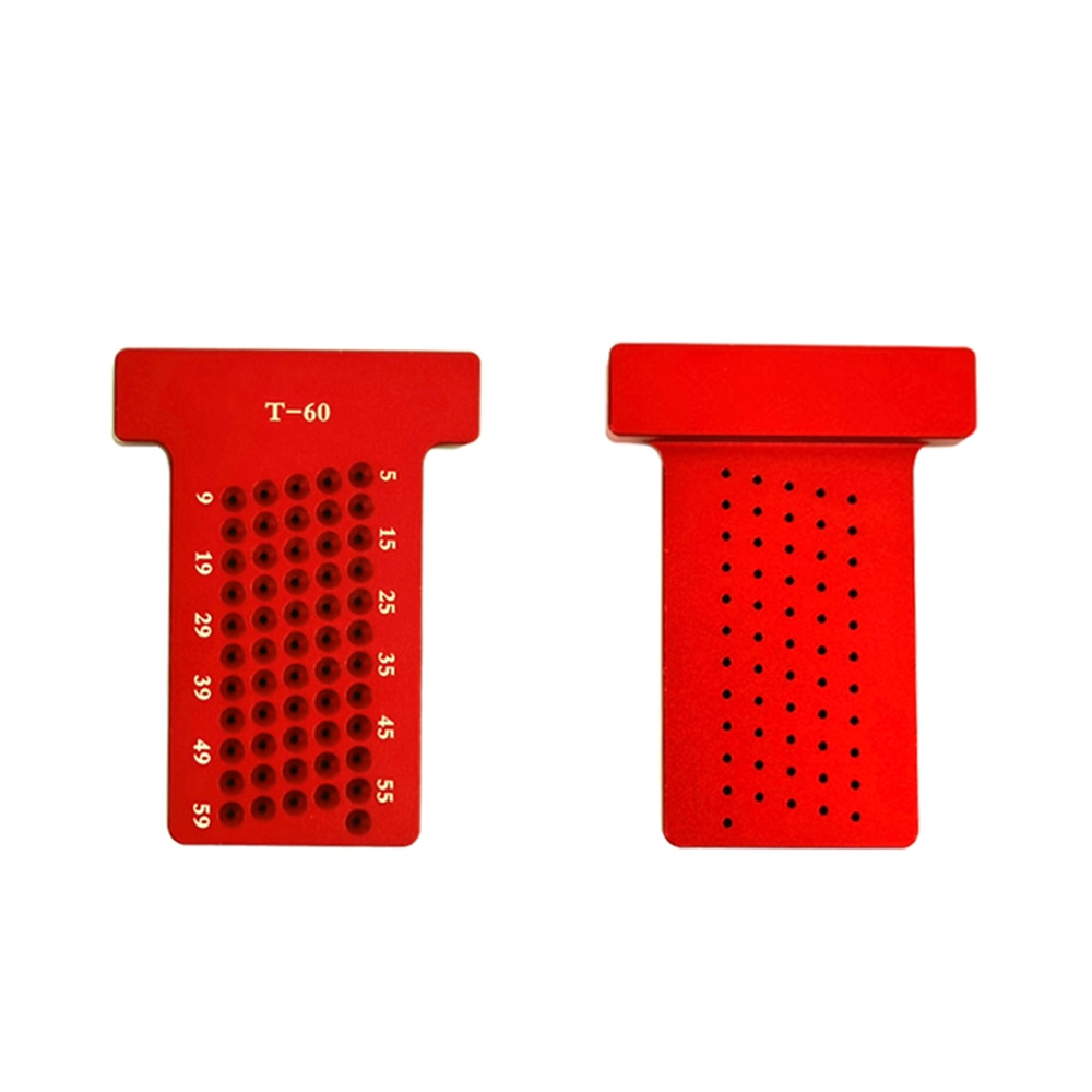T-60 Aluminum Alloy 6061 Hole Positioning Metric Measuring Ruler Woodworking Ruler 5-60mm Straight Ruler T-ruler Marking Ruler