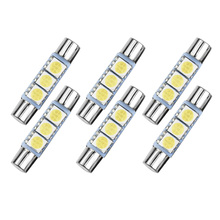 ///6pcs LED Xenon Bulbs Super White 3SMD 6641 6614F LED Bulb Sun Visor Makeup Mirror Fuse Light Durable Car Lighting Lamps