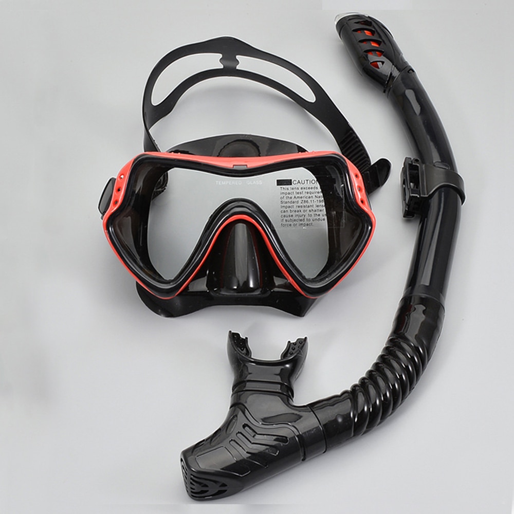 Snorkel Diving Mask Snorkels Glasses Diving Swimming Breath Easy Tube Set Snorkel Mask Goggles: A1 Black Red