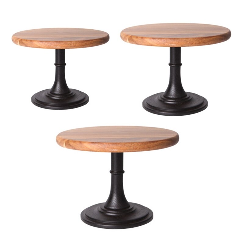 449C Tall Solid Wood Cake Pan Round Pedestal Dessert Table Tray Stand Holder Cupcake