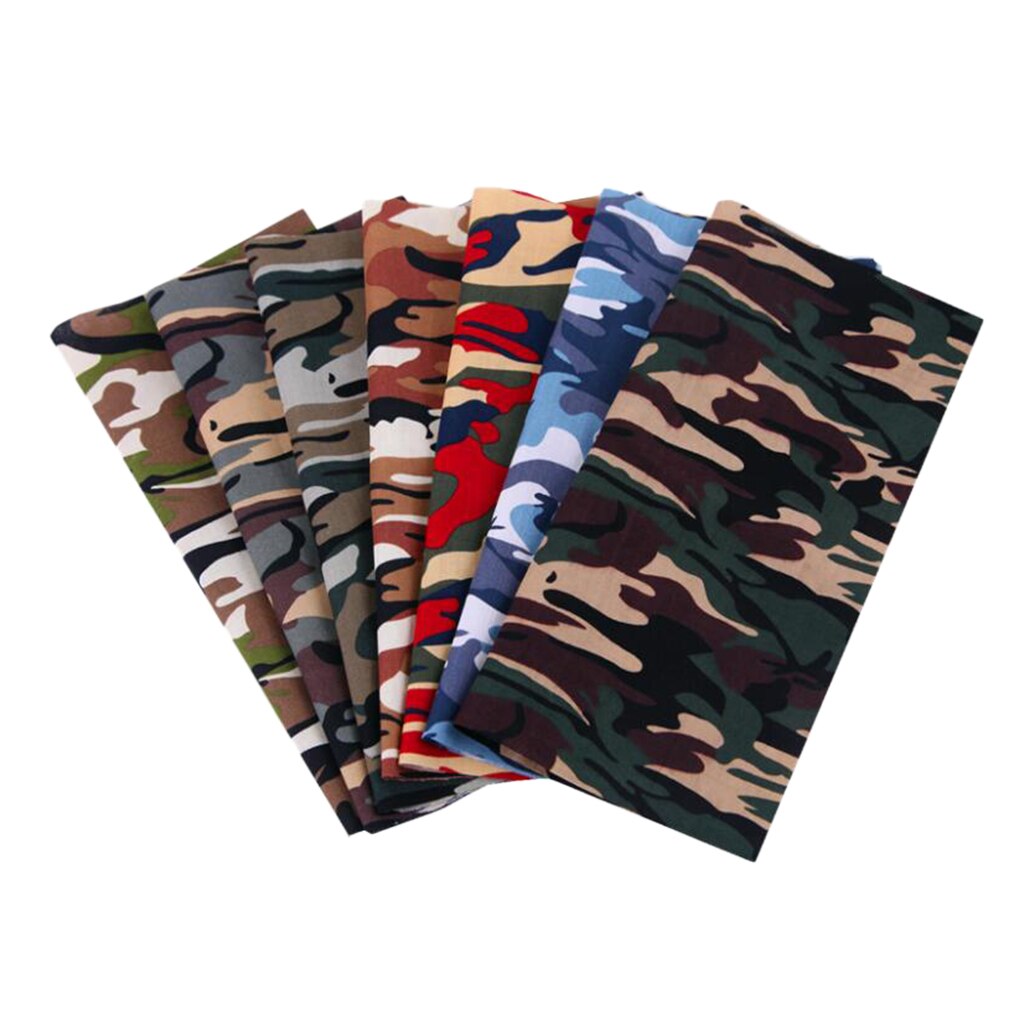 7Pcs 25x25 cm Cotton Blend Squares Quilting Sewing Camouflage Precut Fabric Square Sheets for Craft Patchwork