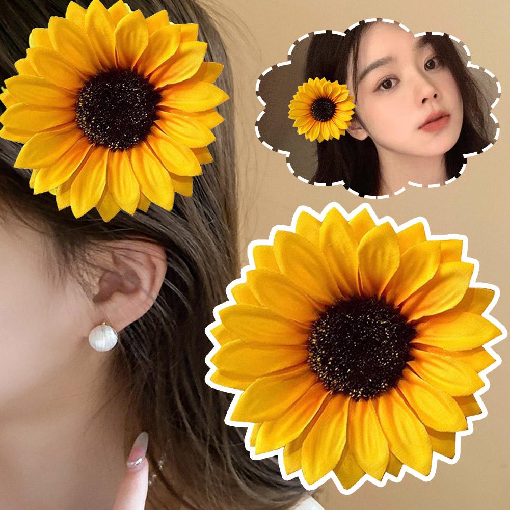 Épingles à cheveux tournesol jaune pour filles, pince à cheveux douce, pinces latérales, outils de coiffure, photo de voyage, accessoires pour cheveux bohèmes