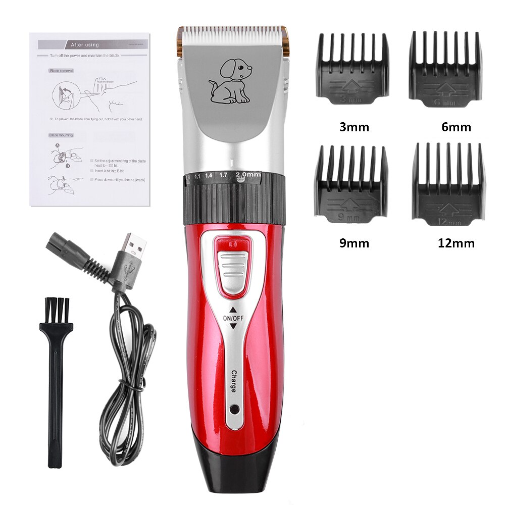Hond Haar Trimmer Oplaadbare Grooming Scheerapparaat Professionele Scheerapparaat Set Elektrische Shear Tondeuse Hond Haar Snijder: Standard Red