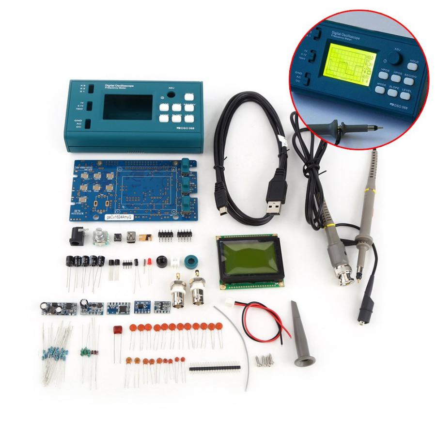 Digital Storage Oscilloscope DIY Kit Disassembled Parts with LCD 20MHz Probe Teaching Set Oscilloscope