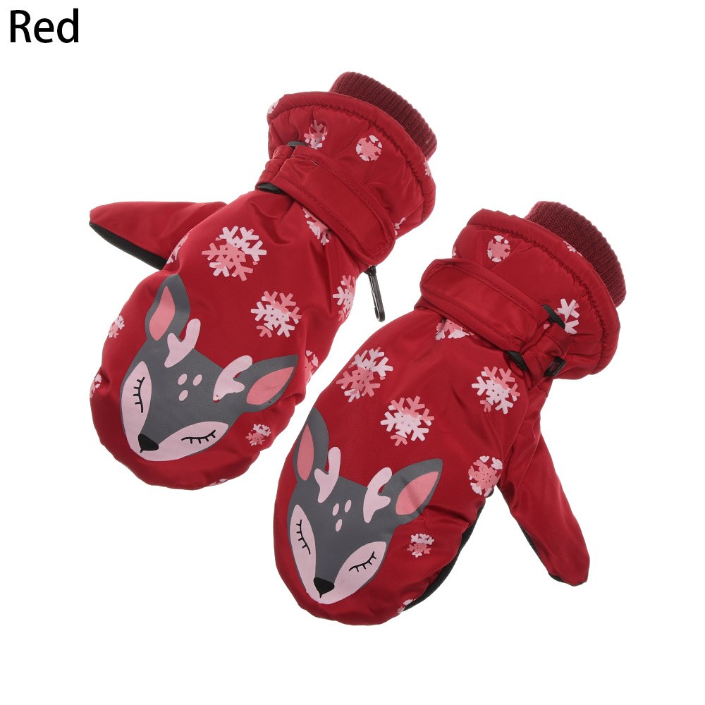 Enfants hiver gants de Ski garçons filles sport imperméable à l'eau coupe-vent anti-dérapant neige mitaines étendu poignet gants de Ski: 1-red