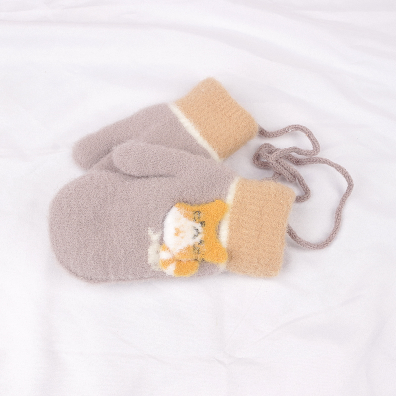 Herbst Winter Warme Tasche Finger freundlicher Handschuhe Einfarbig Karikatur draussen Winddicht Junge Mädchen Zubehör Handschuhe freundlicher