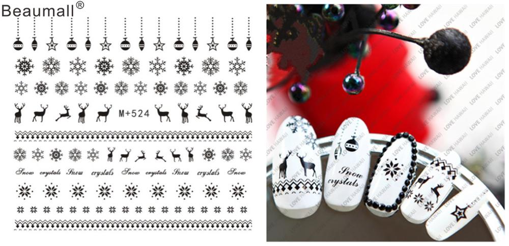 Kerstontwerpen, nagels, kunst, manicure, waterdecals, watertransferstickers voor nagels, tips, schoonheid: M524