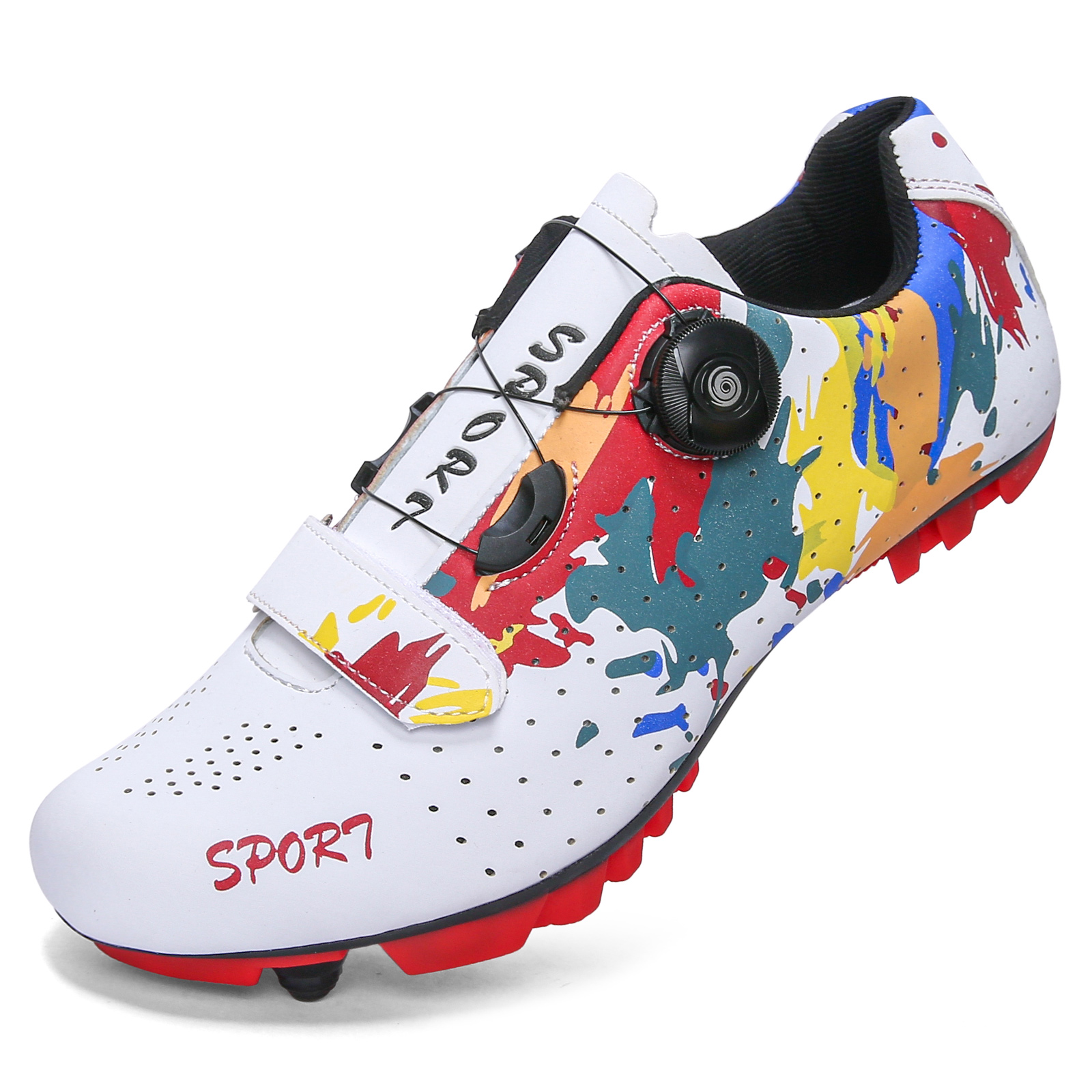 Herren-Fahrradschuhe, Mountainbike-Schuhe, MTB, mit schneller Ratschenschnalle, für drinnen und draußen, Radfahren, kompatibel mit 2-See-Klampe